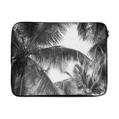 Produktbild von MuchoWow® Laptop Hülle 17 Zoll Laptoptasche Palmwedel - Vintage - Natur - Zipper - Schutzabdeckung