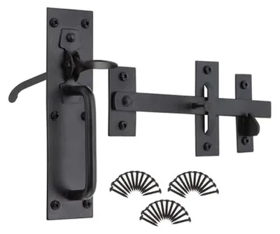 Productafbeelding van Zwarte tuinpoort ring vergrendeling met Suffolk mechanisme 6 inch