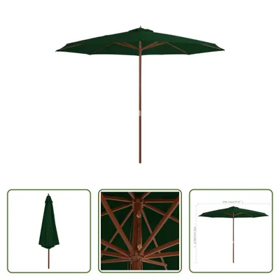 Immagine prodotto di The Living Store Ombrellone con asta in legno 350 cm Verde