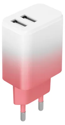 Produktbild von Setty Ladegerät 2x USB 18W LSIG-AA-20 weiß-rosa Farbverlauf