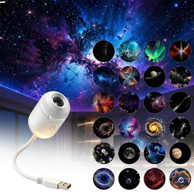 Galaxy Projektor Nachtlicht 2-in-1 mit 24 Dias, 360°