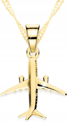 Productafbeelding van Gouden ketting met vliegtuigbedel, zilveren reisketting 925