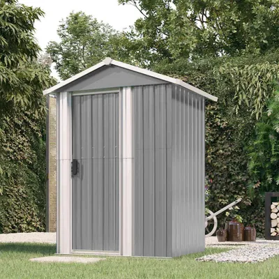 Obrázek produktu pro Zahradní skříň – skladovací prostor pro nářadí – venkovní úložný prostor – pozinkovaná ocel – 126 x 975 x 177 cm – šedá