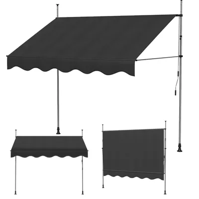 Produktbild von 250x120cm Klemmmarkise Einziehbar Balkonmarkise mit Handkurbel Balkon Markise Sonnenschutz ohne Bohren Höhenverstellbar,Schwarz