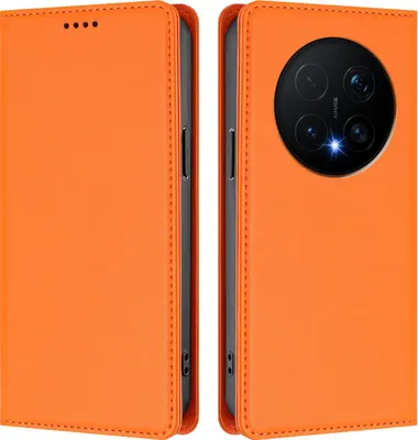 Immagine prodotto di Custodia in pelle per Honor Magic8 Pro, custodia a libro magnetica in Finto cuoio con supporto, arancione