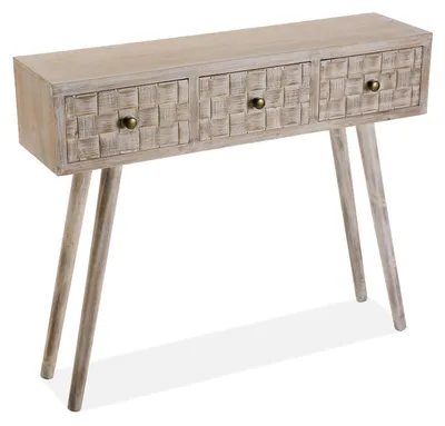 Konsole mit 3 Schubladen, 81,5x25x97 cm, Holz, Braun/Grau