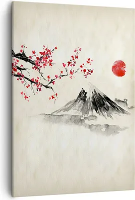 Produktbild von Bild auf Leinwand - Leinwandbild - Einteilig - Aquarell asiatisch Landschaft - 50x70cm - Wand Bild - Wanddeko - Wandbilder - Leinwanddruck - Wanddekoration - Leinwand bilder - Wandbild - PA50x70-4513