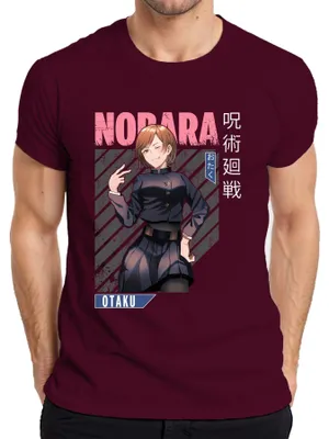 Zdjęcie produktu dla Koszulka męska Nobara Jujutsu Kaisen Anime Aesthetics Otaku Gift Manga Vintage, bordowy, L