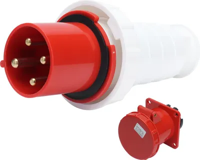 Obrázok produktu pre Priemyselná zásuvka Zástrčka Elektrický konektor Set IP67 Vodotesné 3 fázy 4 Pin 63A 3P + E 380415V