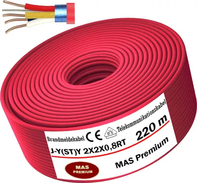 Produktbild von 220m  J-Y(ST)Y2X2X0,8RT Brandmeldekabel Telekommunikationskabel Fernmeldeleitung