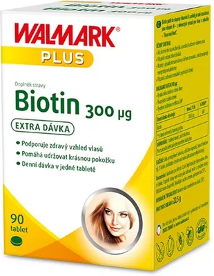 Zdjęcie produktu dla Walmark Biotyna 300 µg, skóra, paznokcie i włosy 90 tabletek