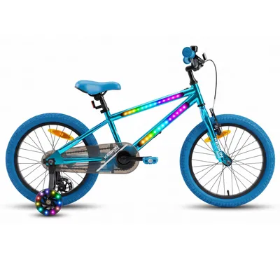 Produktbild von Keskin Bike 16 Zoll Kinderfahrrad mit LED-Rahmen, Leuchtendes Fahrerlebnis für Kinder, Stützräder, Klingel, für Mädchen & Jungen 4-6 Jahre