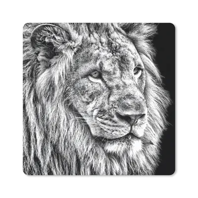 Produktbild von MuchoWow® Mauspad Mousepad Porträt - Löwe - Schwarz - Weiß 30x30 cm - Mousepads - Maus Mat - Pad - Mausunterlage - Gaming