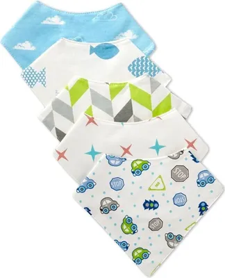 Produktbild von talinu 5er Baby Dreieckstuch mit Druckknöpfen aus 100% Baumwolle I Latz, Lätzchen, Babylätzchen, Spucktuch, Sabber-Lätzchen