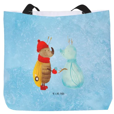 Produktbild von Mr. & Mrs. Panda Tote Bag Nachtfalter Schneemann - Eisblau - Geschenk, Strandtasche, Winter, Laptoptasche, Tasche, Weihnachten, Reisetasche, Einkaufstasche, Schnee