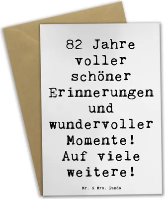 Produktbild von Mr. & Mrs. Panda neujahrskarte Spruch 82. Geburtstag - Weiß - Geschenk, Geburtstagsgeschenk, vatertagskarte, abiturkarte, Klappkarte, hochzeitskarten, einladungskarten