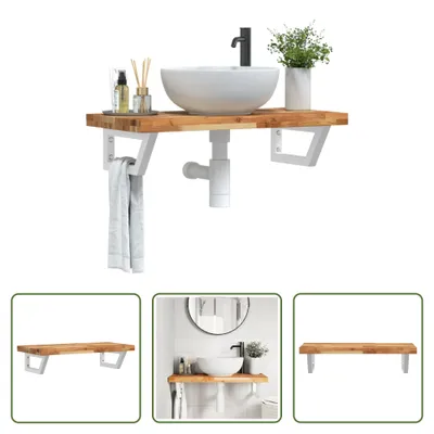 Produktbild von The Living Store Waschbeckenregal Wandmontage Stahl und Akazienholz
