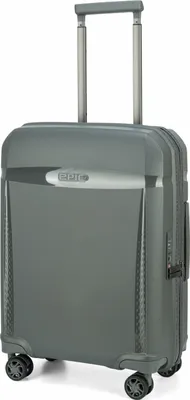 A gray suitcase with wheels and a retractable handle, shown against a white background.