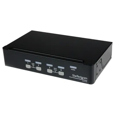 Produktbild von StarTech.com Professioneller 4-Port VGA USB KVM-Switch mit Hub - 2 Computer - 1 Lokaler Benutzer(n) - 1920 x 1440 - 4 x USB - 1 x VGA - 1U - Rack-montierbar