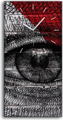 Produktbild von Wandbild Leinwand Bilder mit Uhr 30x60 Wand Kunst Bild Augenskizze Graffiti - weiße Hände