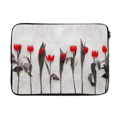 Produktbild von MuchoWow® Laptop Hülle 14 ZollBlumen - Tulpen - Marmor Laptoptasche - Laptoptasche - Stoßsicher - Schutzhaube