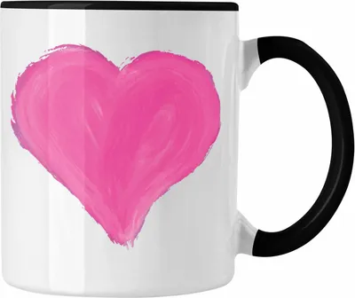 Produktbild von Trendation - Herz Tasse Valentinstag Kaffeetasse Geschenk für Sie Ihn Liebe Grafik Paare Freund Freundin (Schwarz)