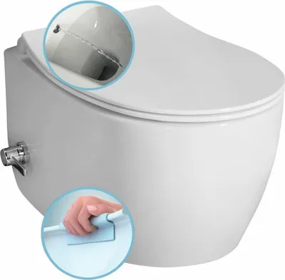 Immagine prodotto di SENTIMENTI CLEANWASH WC sospeso, senza bordo + rubinetto 36x51cm, bianco