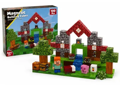 Produktbild von Magnetbausteine – Set Mit 100 Bausteinen – Bausteine Für Bau- Und Lernspiel