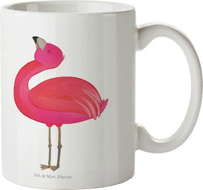 Produktbild von Mr. & Mrs. Panda Kaffeebecher Flamingo Stolz - Weiß - Geschenk, kaffeetasse keramik, Beste Freundin, Teetasse, Tasse, Mama, Becher