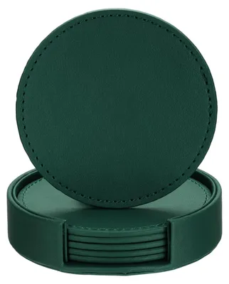 Untersetzer aus PU-Leder, grün, rund, 10 cm, 1 Set