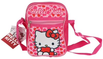 Produktbild von Hello Kitty Umhängetasche, niedliches Design, 21 x 15,5 x 5,5 cm, verstellbarer Schultergurt