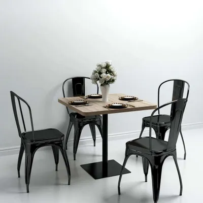 Produktbild von vidaXL Bistro stůl z MDF a oceli čtvercový 80x80x75 cm Dubový vzhled