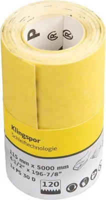 Produktbild von Klingspor PS 30 D Schleifrolle, 115 x 5000 mm, Korn 120 – Schleifpapier 267059