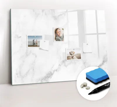 Produktbild von Magnetpinnwand Memoboard - Zubehörsatz - Schwarzer Marker + Schwamm + Magnete - 100 x 70 cm - Marmor