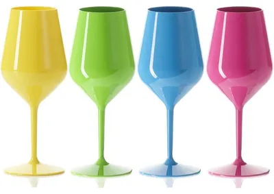 Produktbild von 48 Mehrweg Wein Cocktail Gläser Spritz bunt blau pink gelb grün Tritan 470ml Wiederverwendbar Kunststoff unzerbrechlich