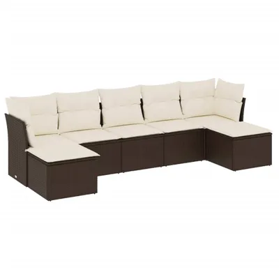 Produktbild von vidaXL 7-tlg. Garten-Sofagarnitur mit Kissen Braun Poly Rattan