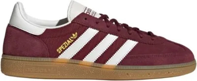 A side view of a burgundy Adidas Handball Spezial JP8726 shoe.