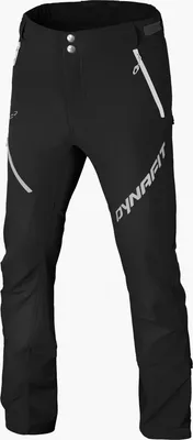 A pair of black trekking pants on a white background.