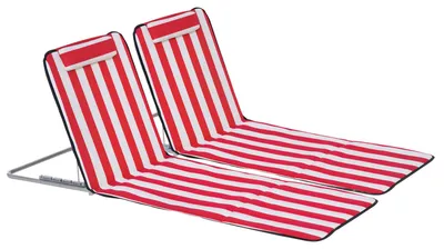Produktbild von Set aus 2 klappbaren Strandliegen mit 5-fach verstellbarer Rš¹ckenlehne und Aufbewahrungstasche, rot