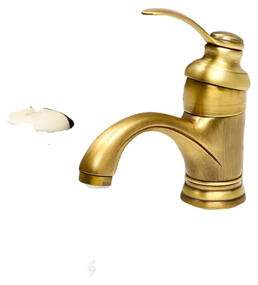 Obrázek produktu pro Umyvadlová baterie, mosazná konstrukce, dvojitá teplá a studená voda, antická mosaz, G1/2-a