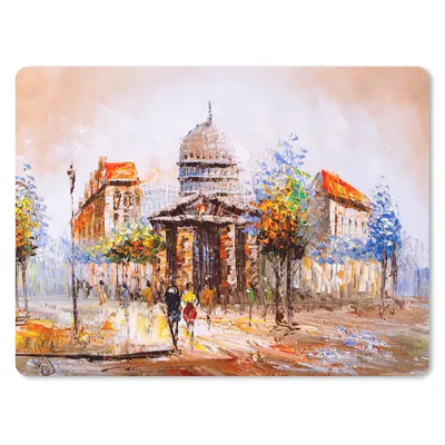 Produktbild von MuchoWow® Mauspad Mousepad Gemälde - Stadt - Öl 23x19 cm - Mousepads - Maus Mat - Pad - Mausunterlage - Schreibtischunterlage - Mauspad