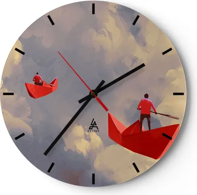 Produktbild von Wanduhr - Rund - Glasuhr - Abstraktion modern - 40x40cm - Schleichendes Uhrwerk - Lautlos - zum Aufhängen bereit - Dekoration Modern - Wanddekoration aus Glas - C3AR40x40-3832