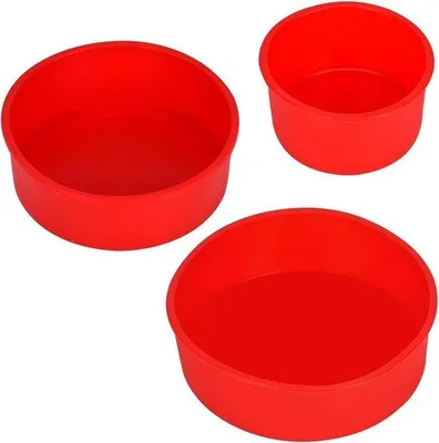 Produktbild von Famanu Set von 3 runden Backformen – Flexible Antihaftformen für Kuchen und Brot
