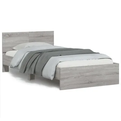 Produktbild von vidaXL Bettgestell mit Kopfteil Grau Sonoma 100x200 cm Holzwerkstoff