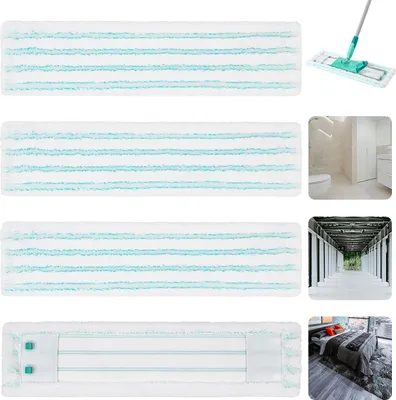 A collage of mop pads and lifestyle images showing cleaning scenarios.