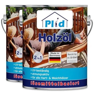Produktbild von Plid Holzöl 5L, Teak für ca. 50m² – Holzschutz & Pflegeöl für Gartenmöbel, Terrassen, Zäune & Außenbereich – Wetterbeständiger Imprägnierung