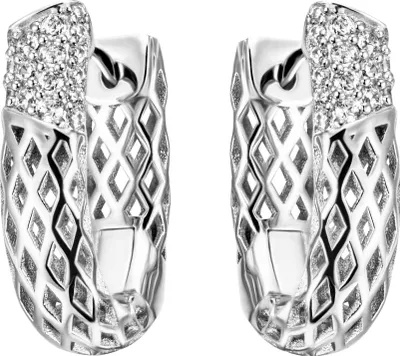 Produktbild von JOBO Creolen 925 Sterling Silber 32 Zirkonia Ohrringe Silbercreolen Silberohrringe