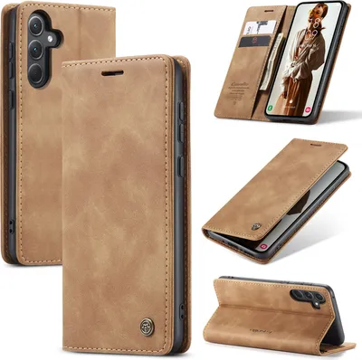 Produktbild von Galaxy A35 Hülle, Retro Kunstledertasche mit Standfunktion Schutzhülle für Samsung Galaxy A35 5G Braun