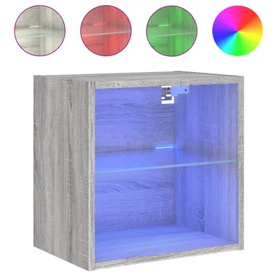 Produktbild von vidaXL Wand-Nachttisch mit LED-Leuchten Grau Sonoma