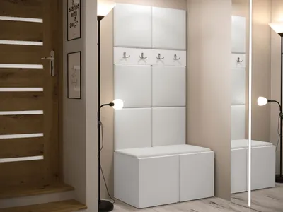 Obrázok produktu pre Predsieňová stena s čalúnenými panelmi 42x42 SELAND 4 - biela / biela